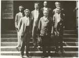 Noongar deputation to the Premier, 1928. Edward Harris, William Harris, Wilfred Morrisson, A Kickett, Norman Harris, Edward Jacobs and Bill Bodney. Permission Corrie Bodney. Courtesy Claremont Museum 07.99