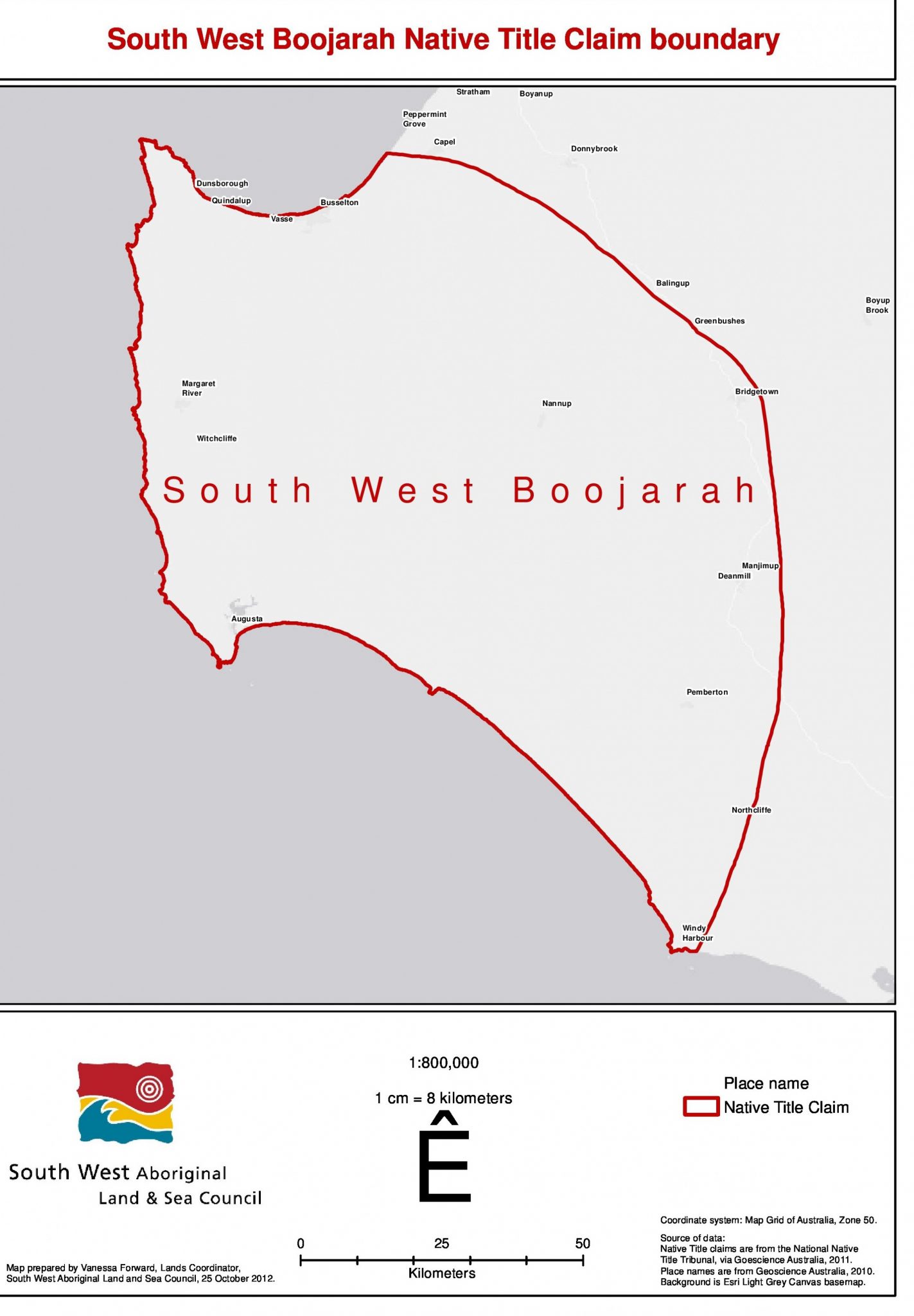 South West Boojarah Native Titile Claim Boundary. Courtesy SWALSC